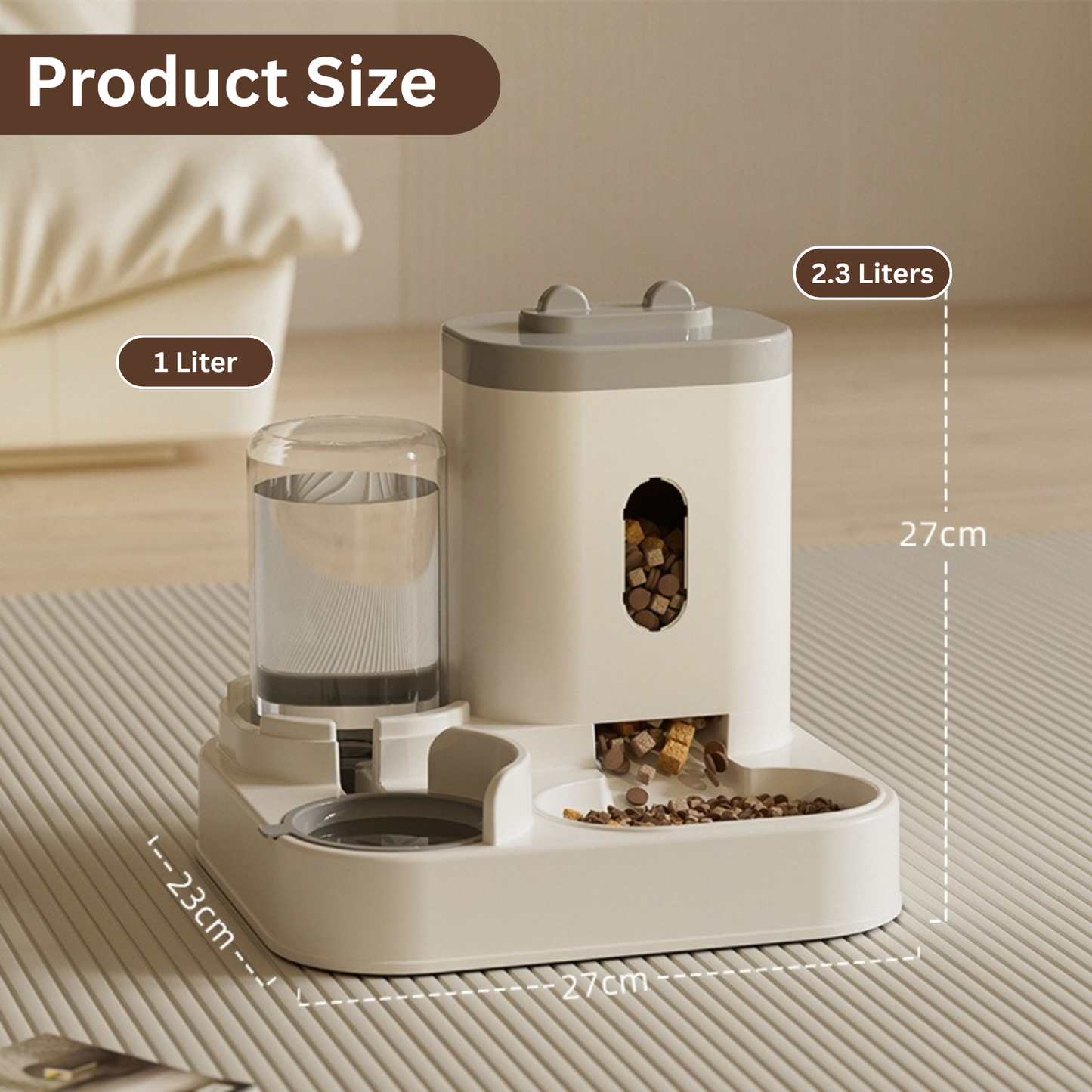 موزع طعام وماء للقطط يعمل بالجاذبية