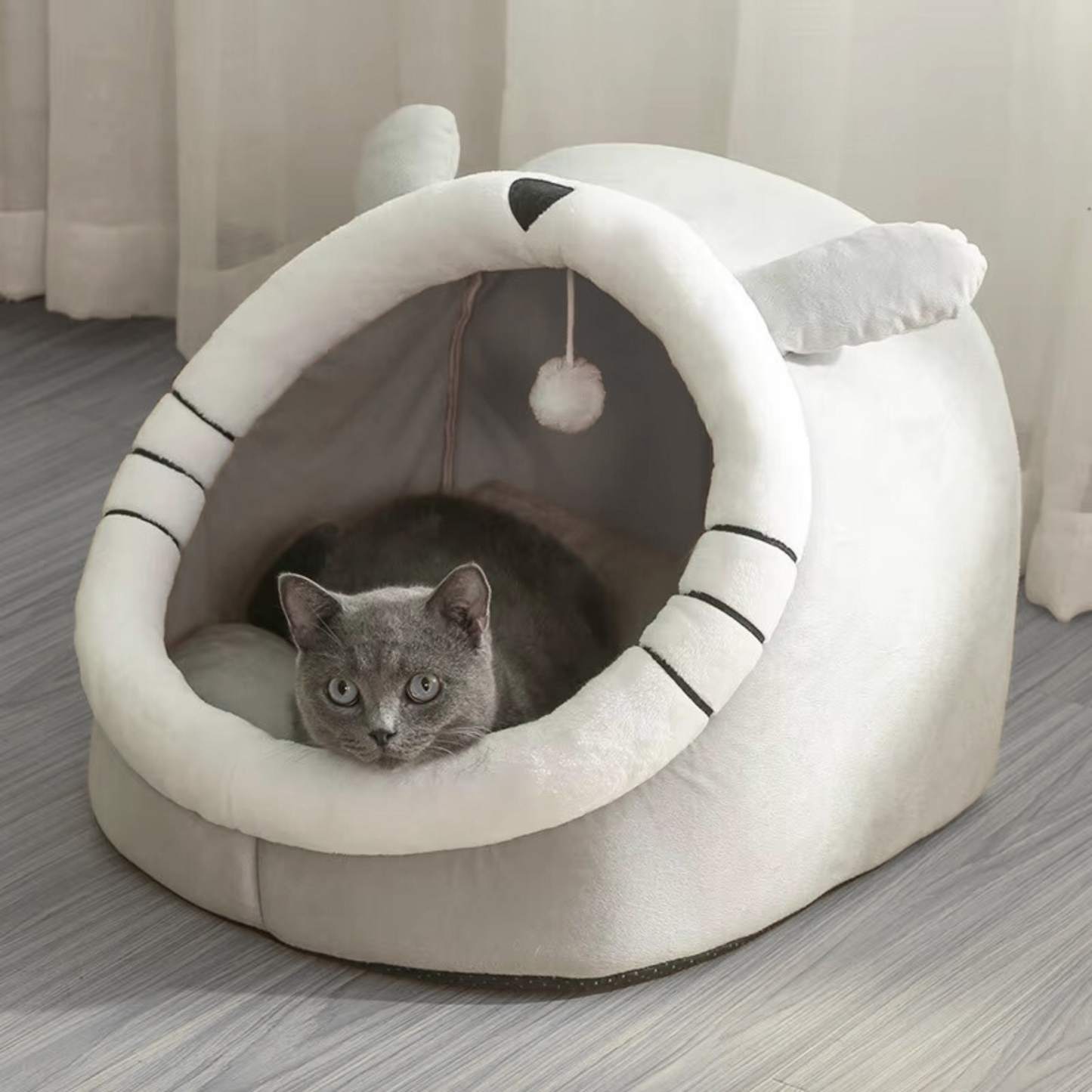 سرير كهف للقطط | سرير قطط ناعم ومخملي