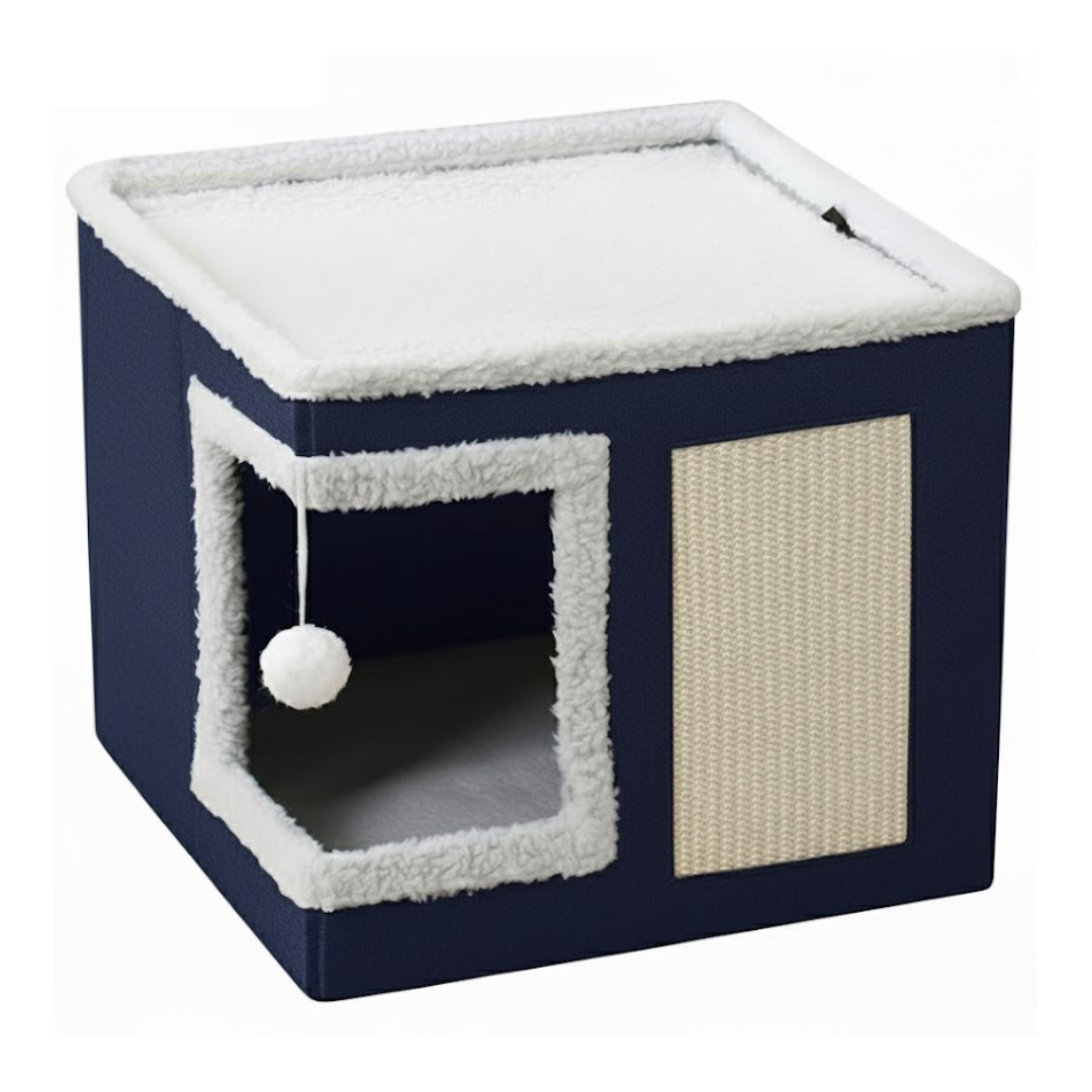 Blue Corner Door Cat House