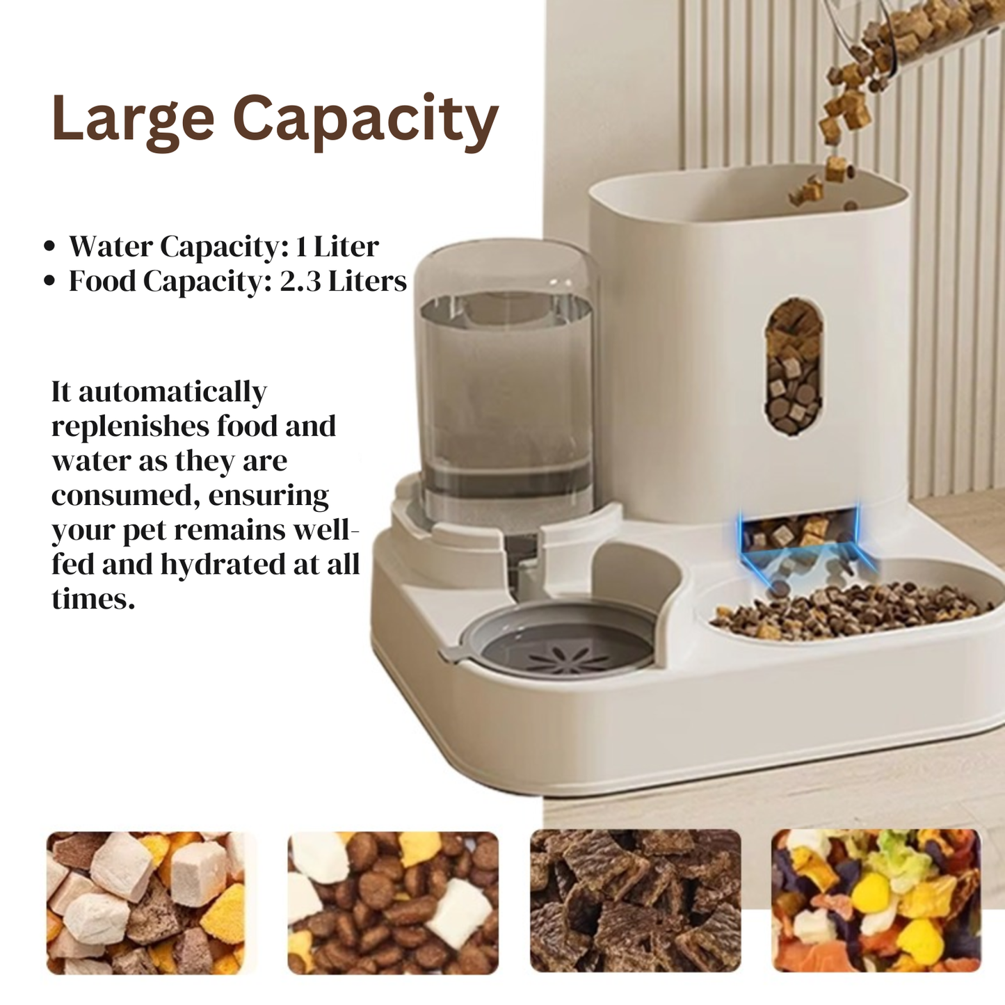 موزع طعام وماء للقطط يعمل بالجاذبية