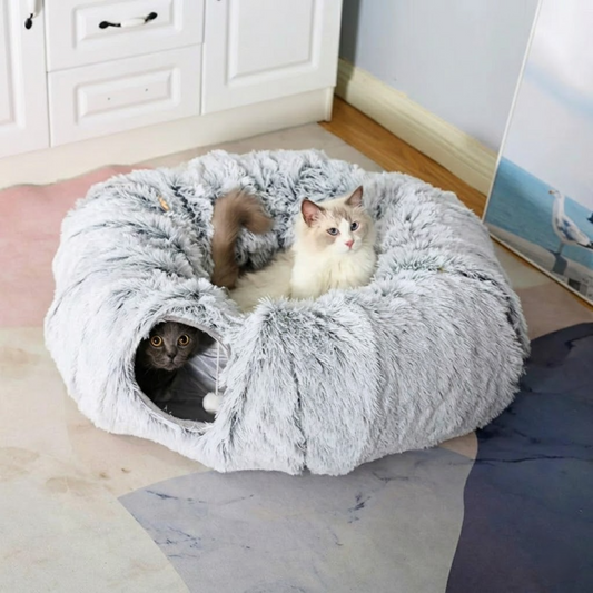 Plush Cat Tunnel | Flexible Cat Play and Lounging Station