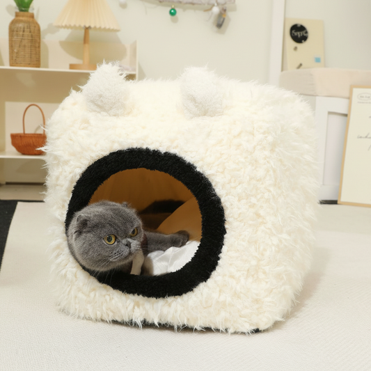 Cat Plush Cube House | Soft Cat House