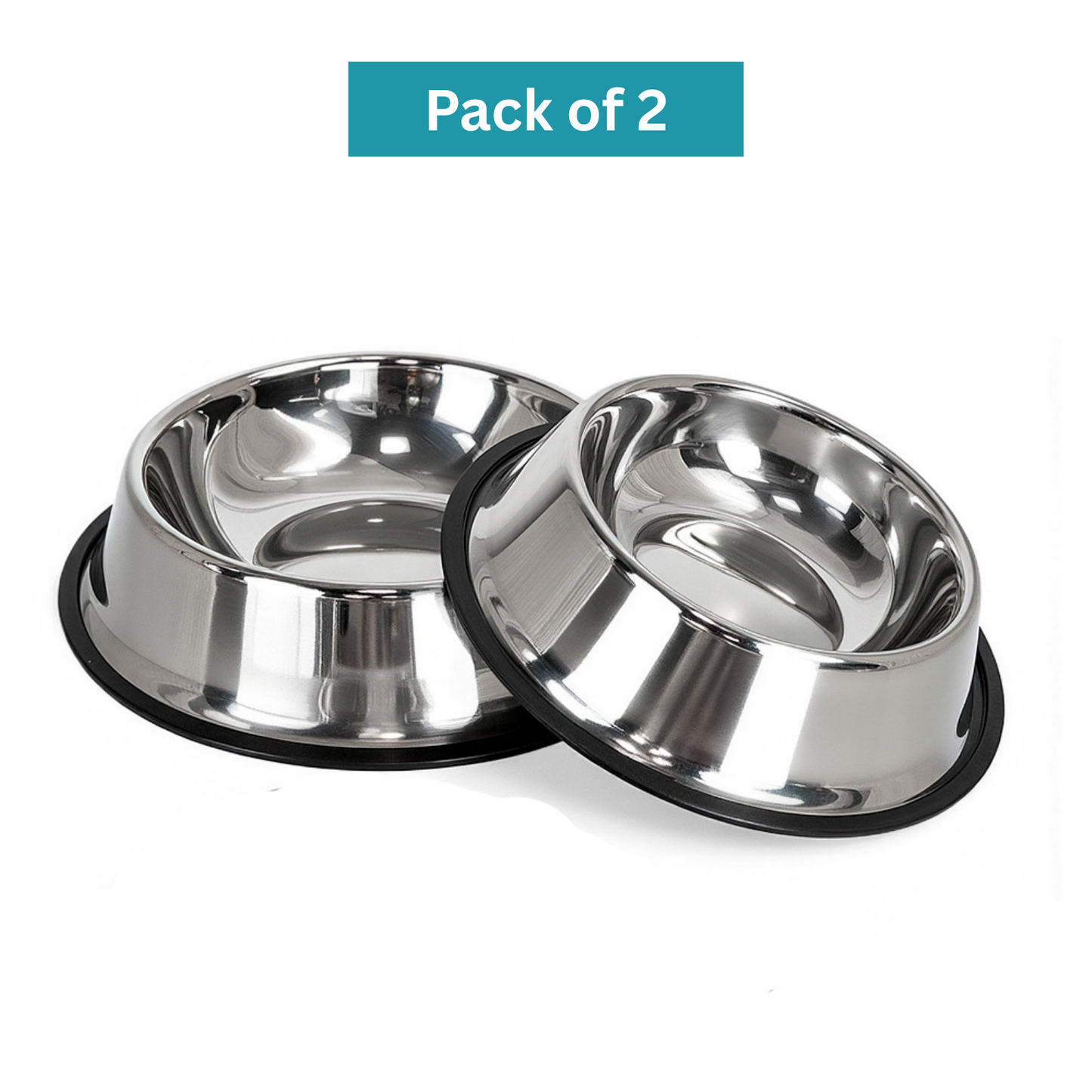 Steel Cat Bowls - Pack of 2 | Stainless Steel Pet Bowls