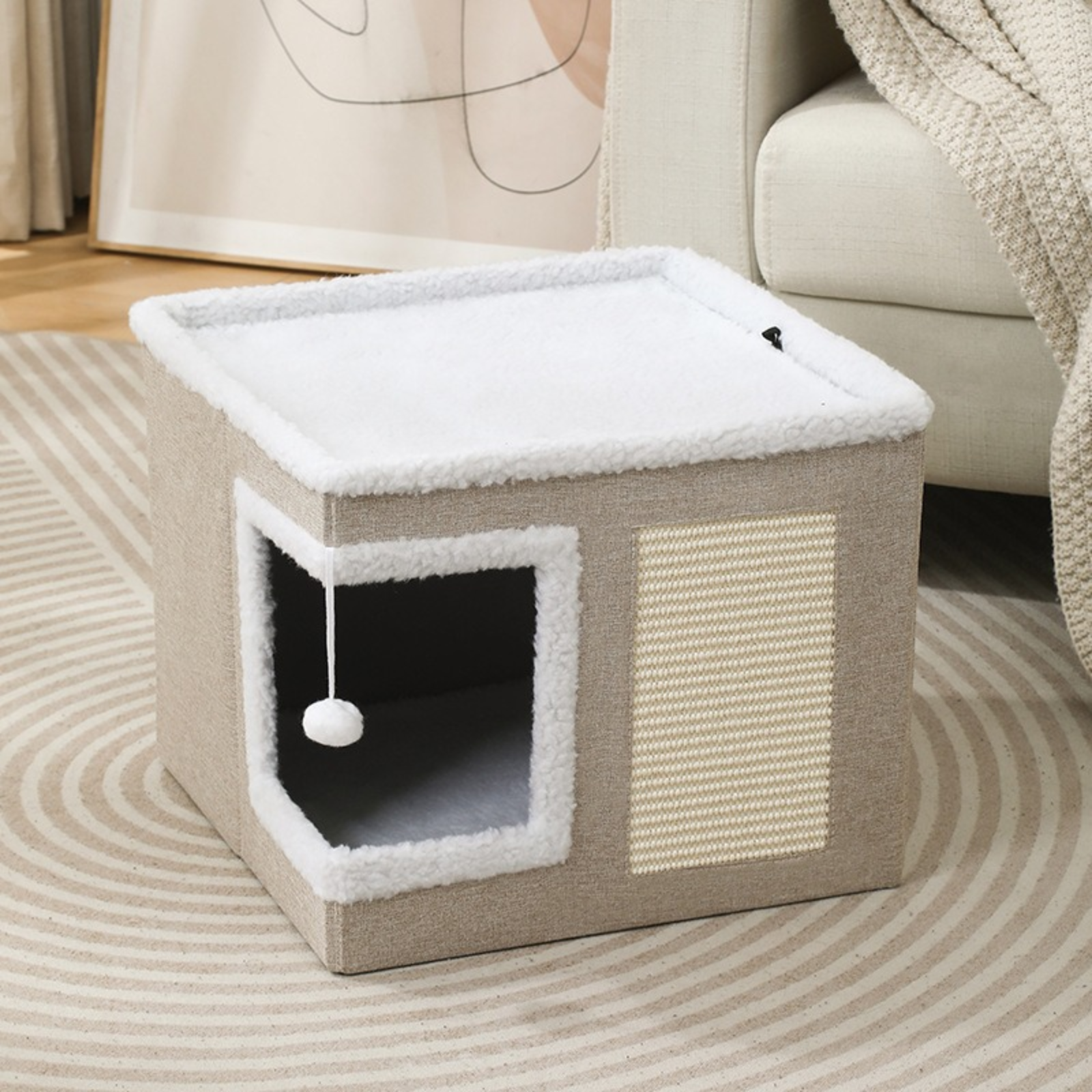 Beige-Corner-Door Cat House