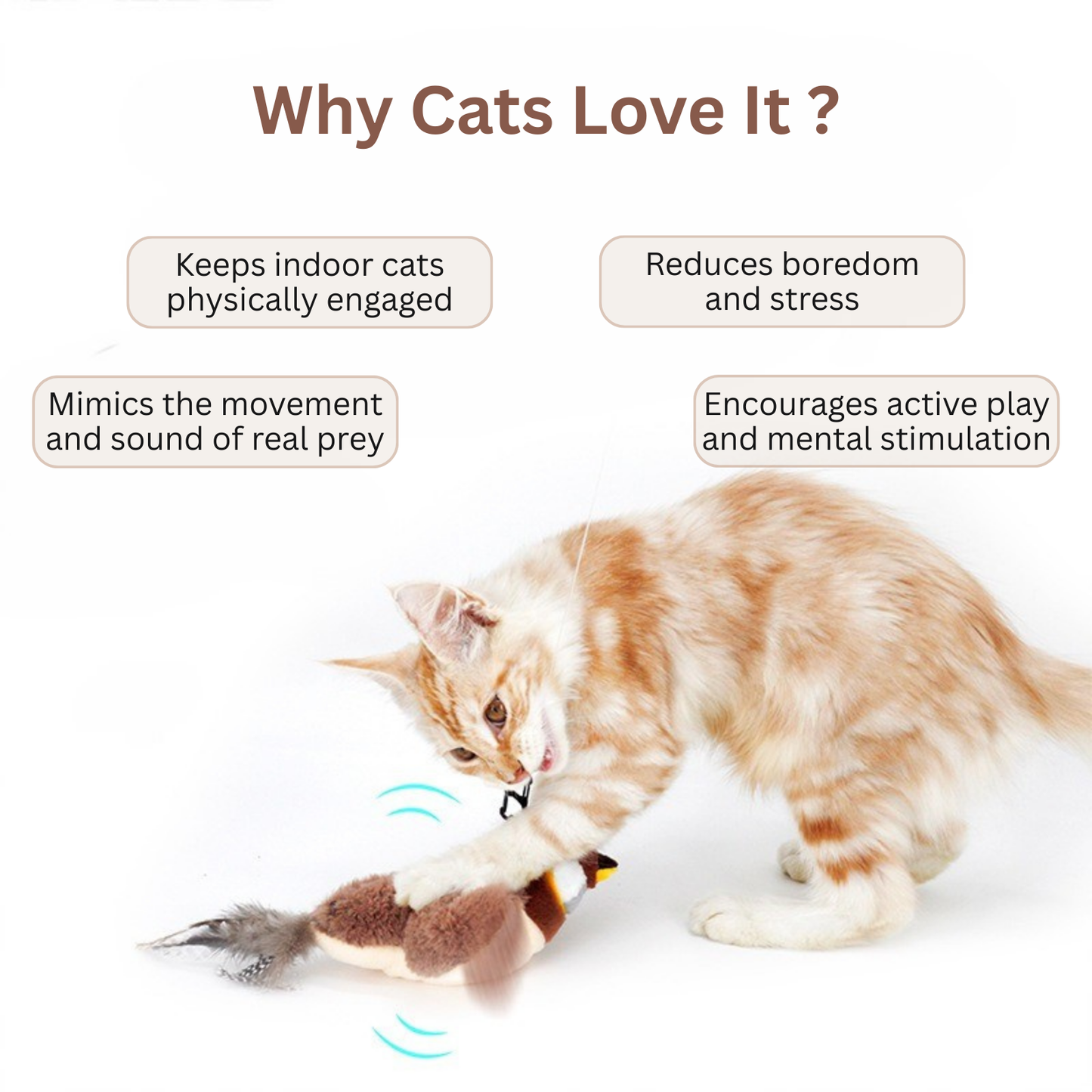Flapping Bird Cat Toy |  Interactive Bird Toy for Cats
