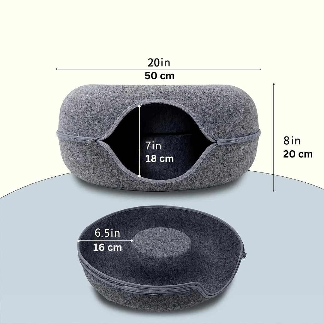 Donut Cat Bed with Tunnel | Cat Bed and Play Tunnel