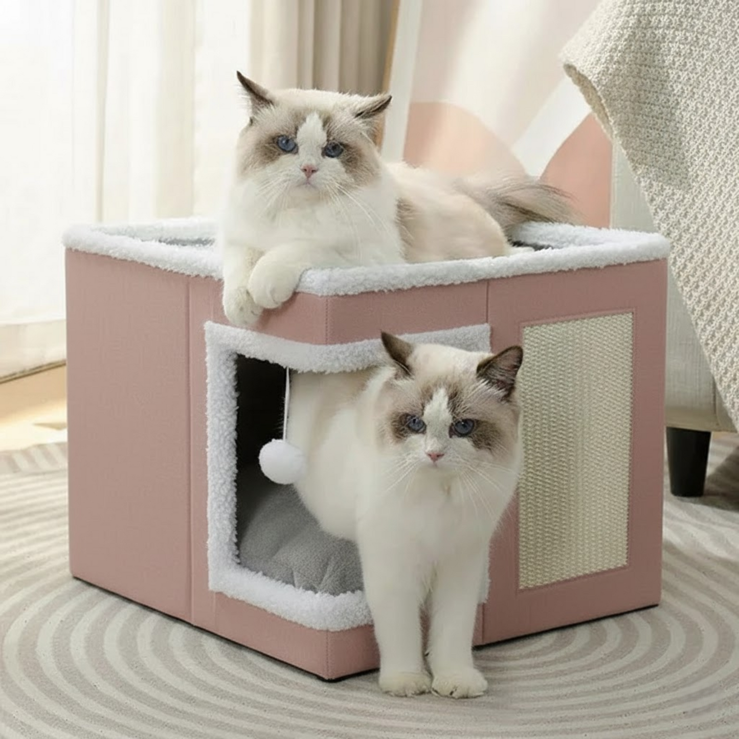 Pink-Corner-Door Cat House