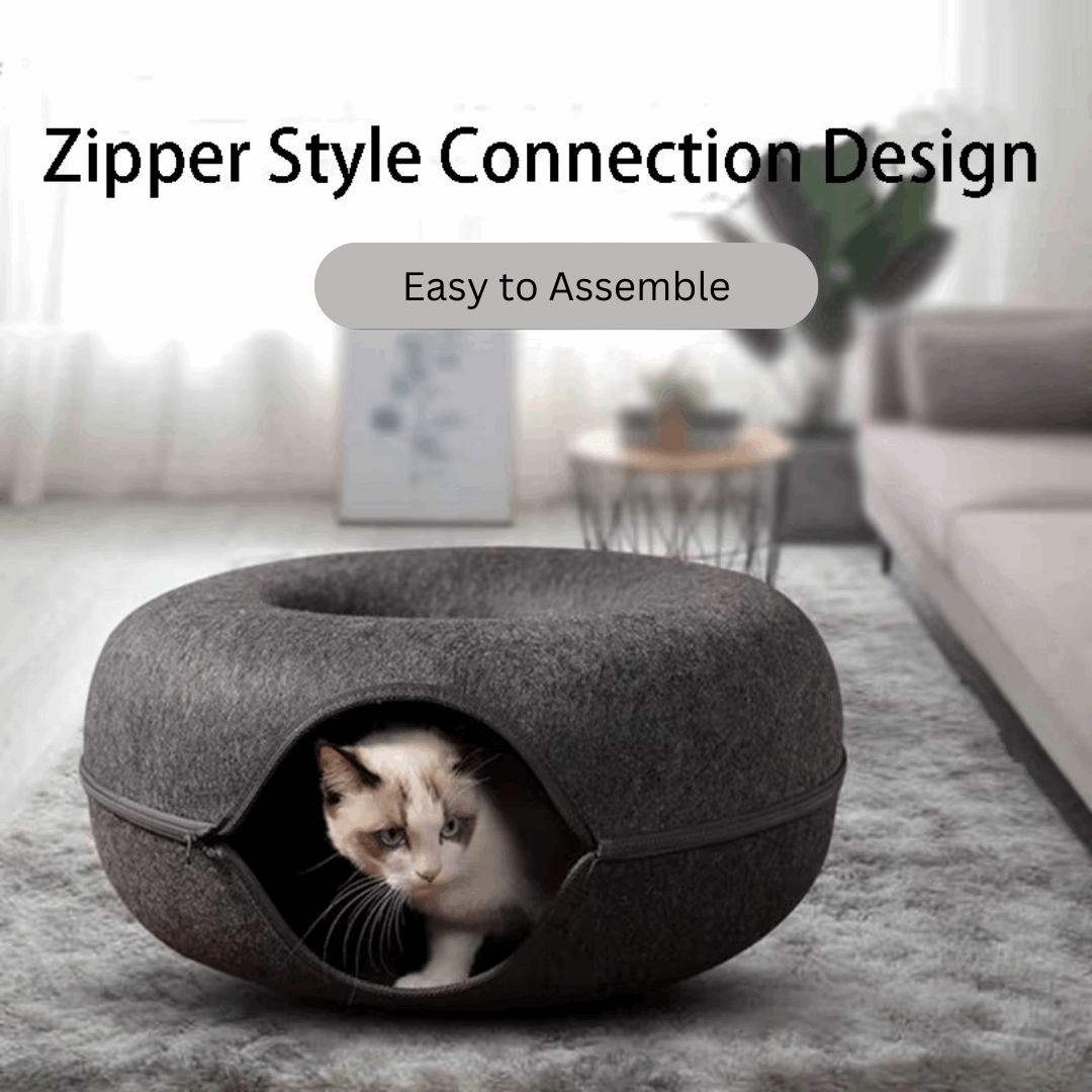 Donut Cat Bed with Tunnel | Cat Bed and Play Tunnel