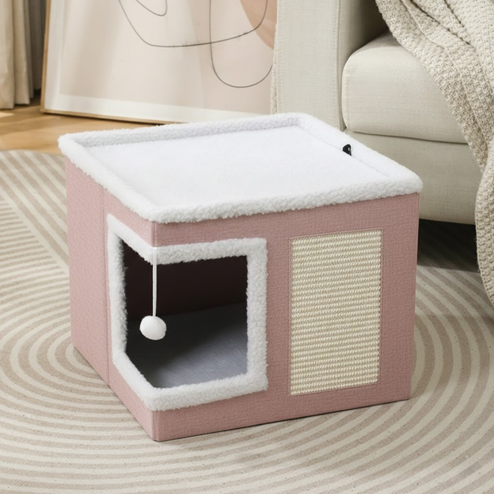 Pink-Corner-Door Cat House