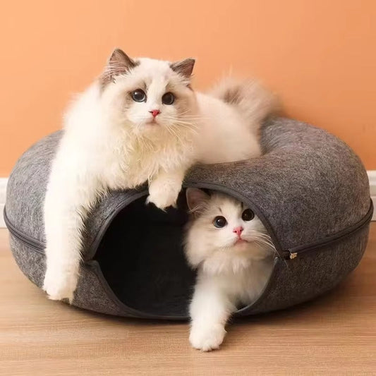 Donut Cat Bed with Tunnel | Cat Bed and Play Tunnel
