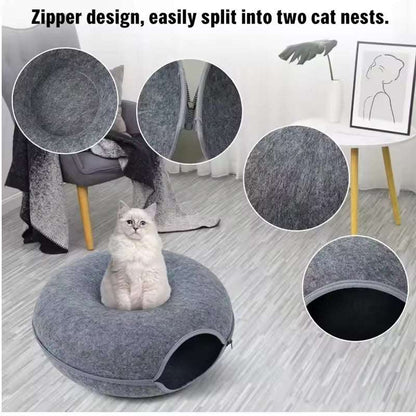 Donut Cat Bed with Tunnel | Cat Bed and Play Tunnel
