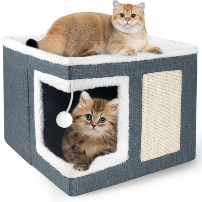 Gray Corner Door Cat House