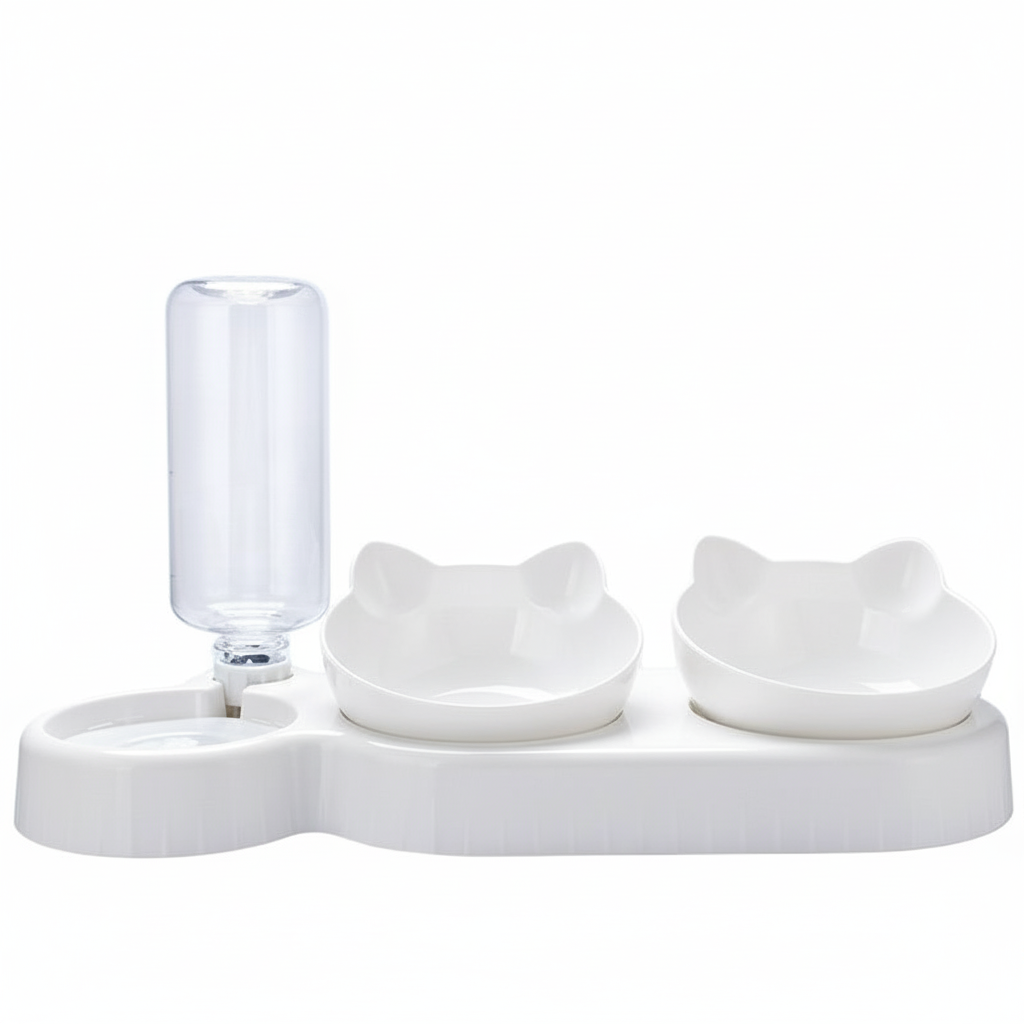 وحدة تغذية القطط المرتفعة 3 في 1 - محطة طعام وماء أوتوماتيكية