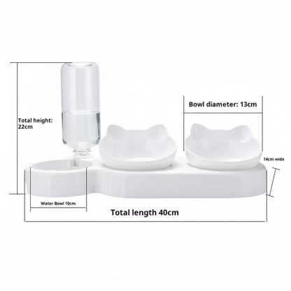 وحدة تغذية القطط المرتفعة 3 في 1 - محطة طعام وماء أوتوماتيكية