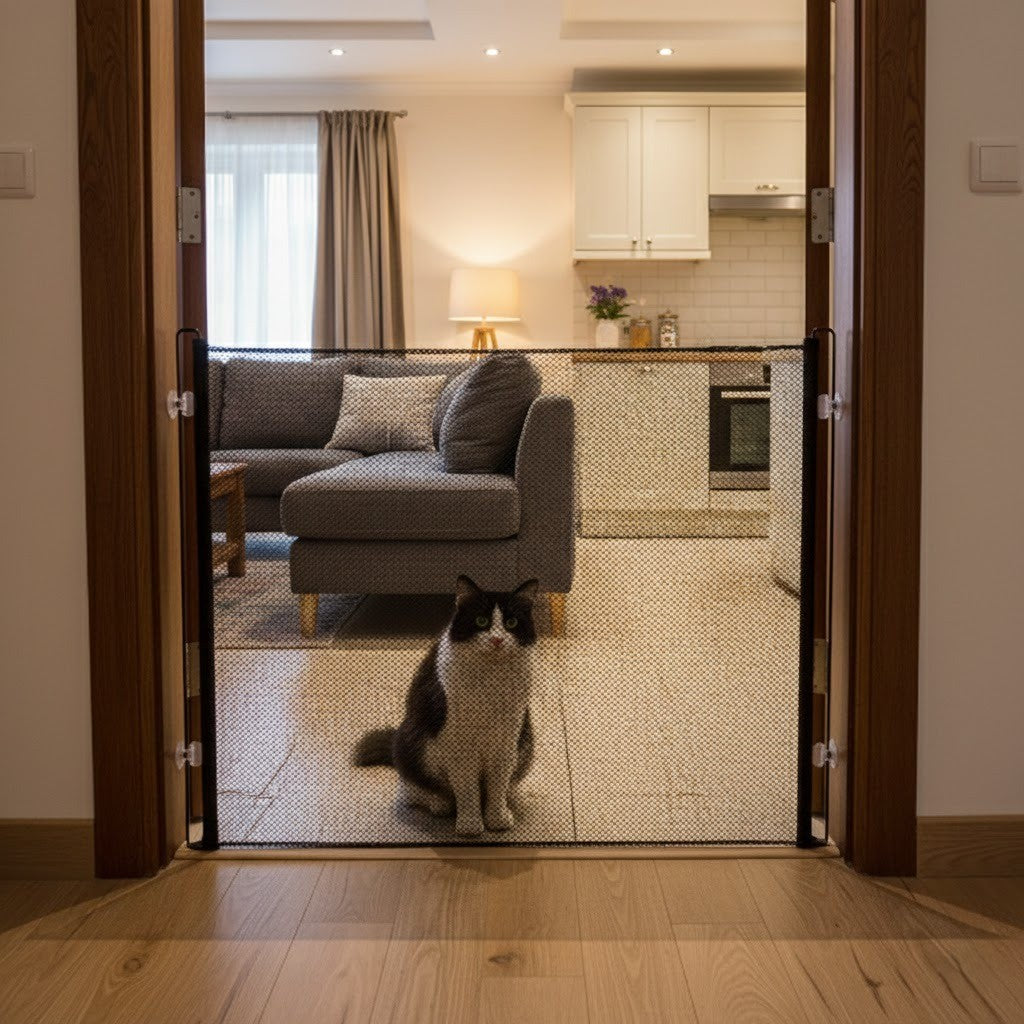 Black Pet Gate, Cat Safety Barrier