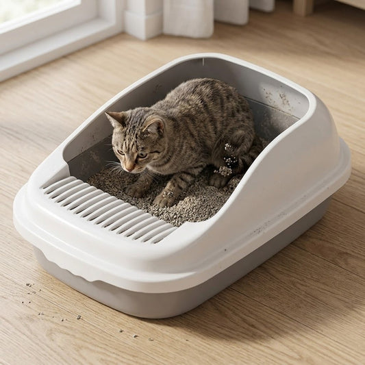 Semi-Enclosed Cat Litter Box | Open Top Cat Litter Box