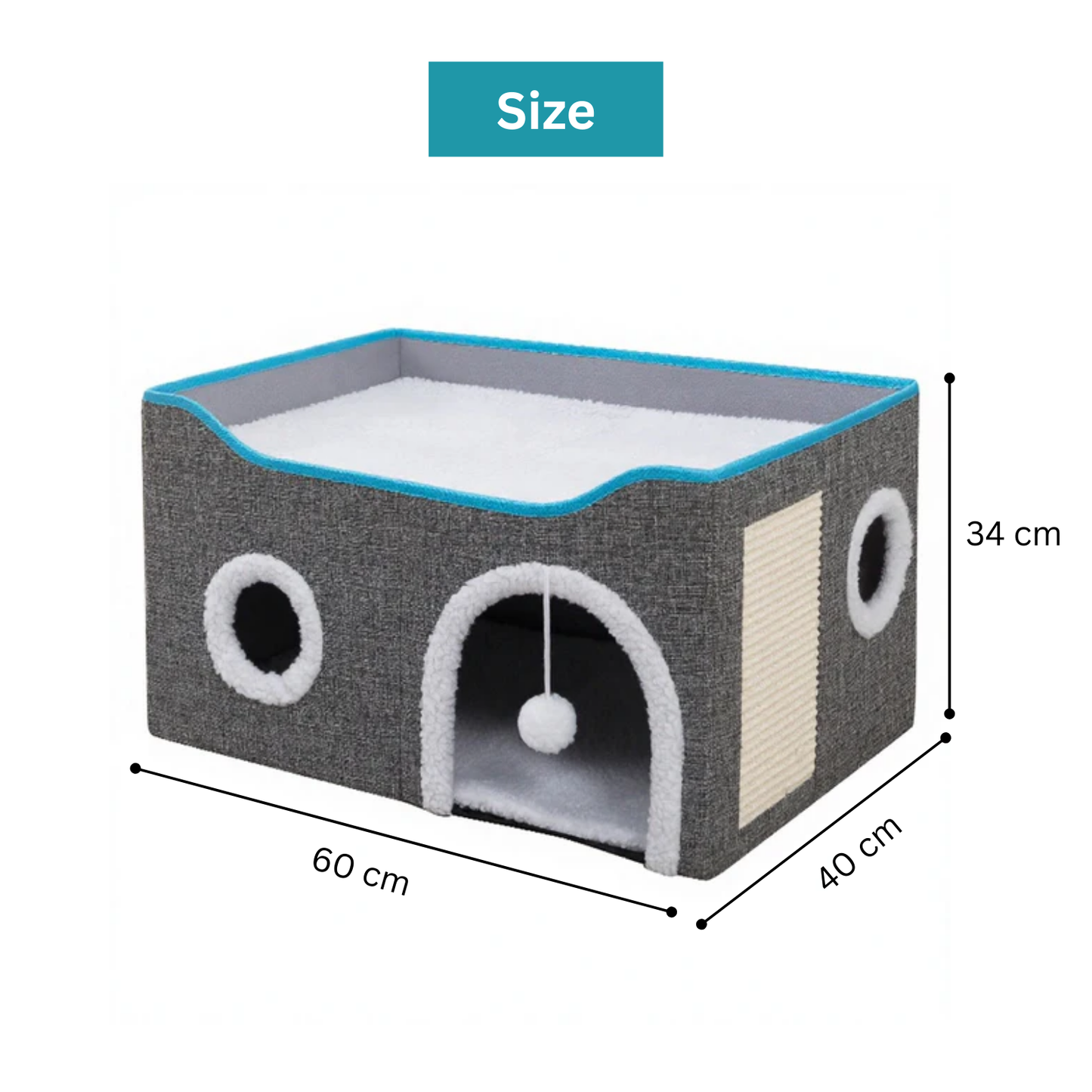 Multi-Cat Cube House | Cat House with Lounge Bed