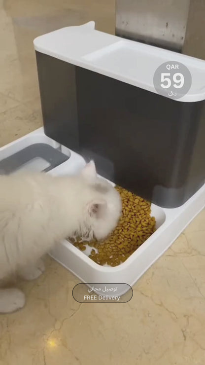 موزع طعام وماء للحيوانات الأليفة | وحدة تغذية تعمل بالجاذبية