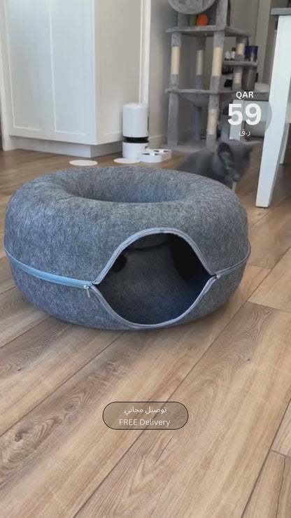 Donut Cat Bed with Tunnel | Cat Bed and Play Tunnel